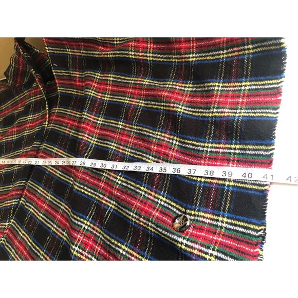 Talbots Tartan Plaid Open Front Ruana Wrap Cape Shawl Fringe M/L - Picture 11 of 13